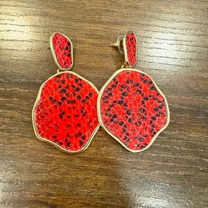 Red snakeskin earrings